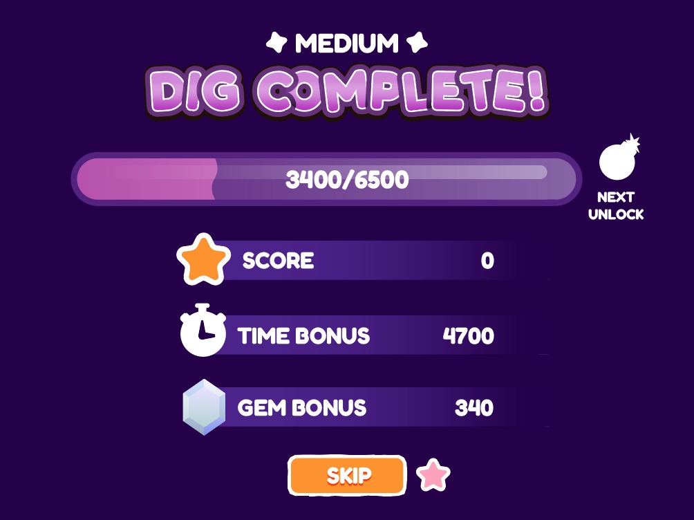 Rumble Crumble Finish Screen with Experience Bar FinishScreenExp